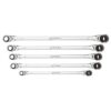 K Tool International Ratcheting Wrench Set 5 Piece Metric Reversible Double Box Flexible Extra Long Universal Spline 90 Tooth