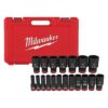 Milwaukee Tool 19PC SHOCKWAVE Impact Duty 1/2" Drive SAE Deep 6 Point Socket Set