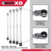 K Tool International Ratcheting Wrench Set 5 Piece Metric Reversible Double Box Flexible Extra Long Universal Spline 90 Tooth - Image 2