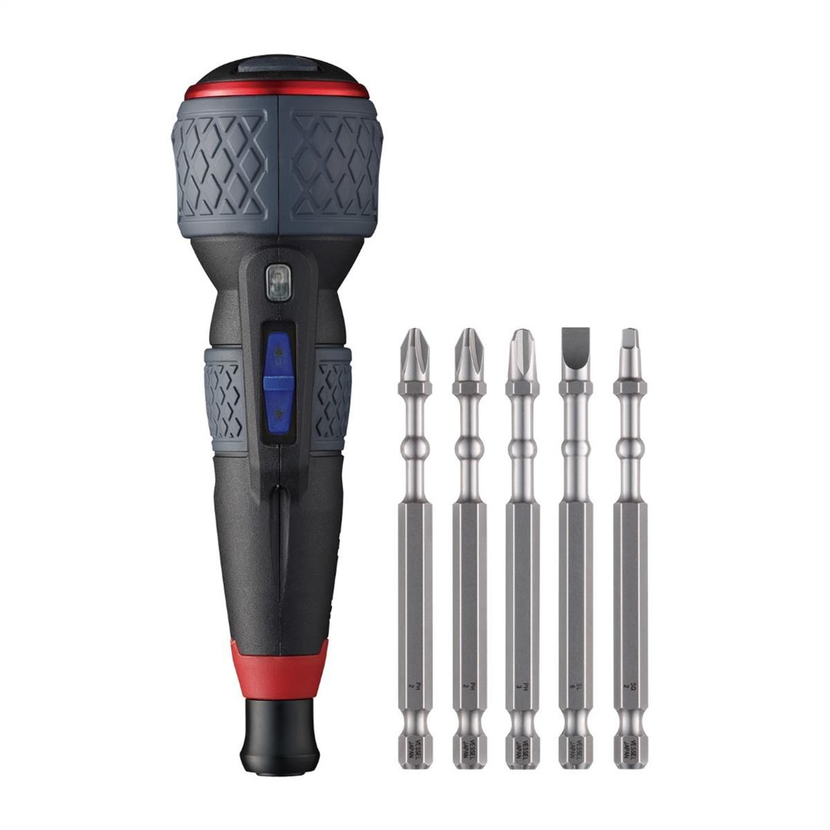 BALL GRIP Rechargeable Screwdriver 3 adjustable speed with 5PC. Bit Set - Image 2